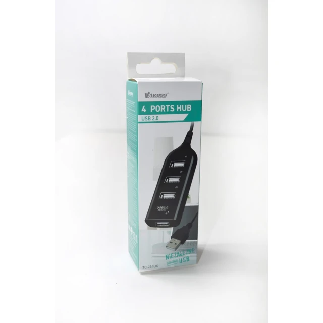USB-хаб Vakoss TC-234UX USB 2.0 4 порти (4718308531718)