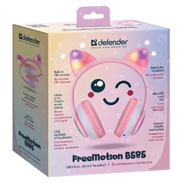 Навушники бездротові Defender Freemotion B585 Led Pink Bluetooth (63585)
