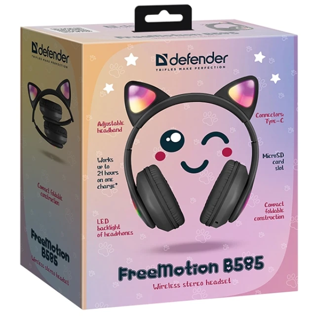 Навушники Defender Freemotion B585 Led Bluetooth Black (63586)