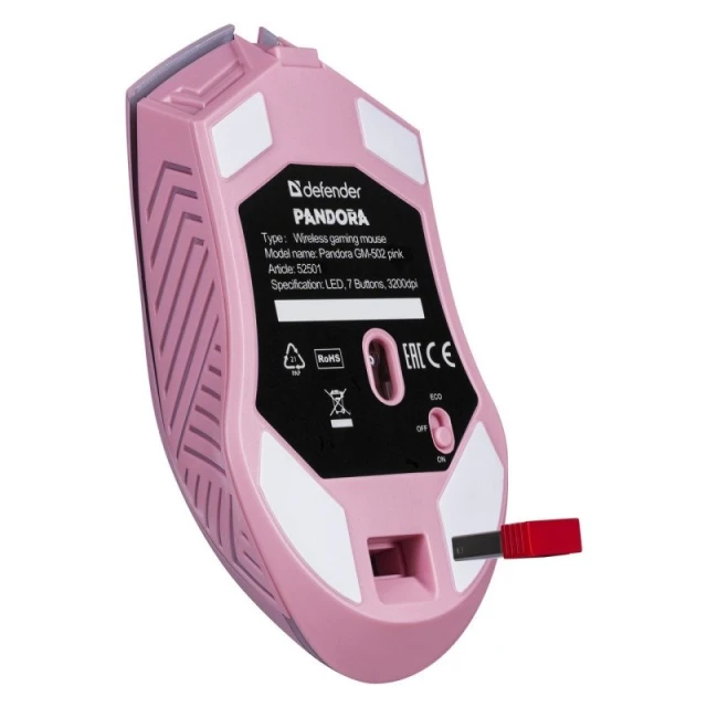 Мышь Defender Pandora GM-502 беспроводная игровая 3200 DPI Pink (4745090822724)