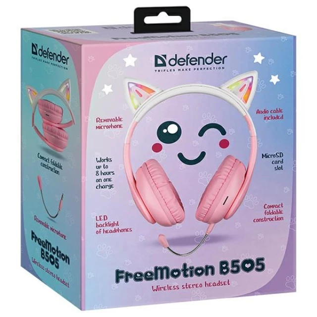 Навушники Defender Freemotion B505 Led Bluetooth Pink (63505)