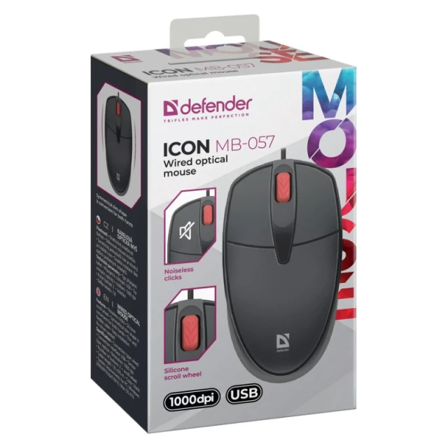Миша Defender Icon MB-057 оптична 1000 DPI Black (4745090823271)