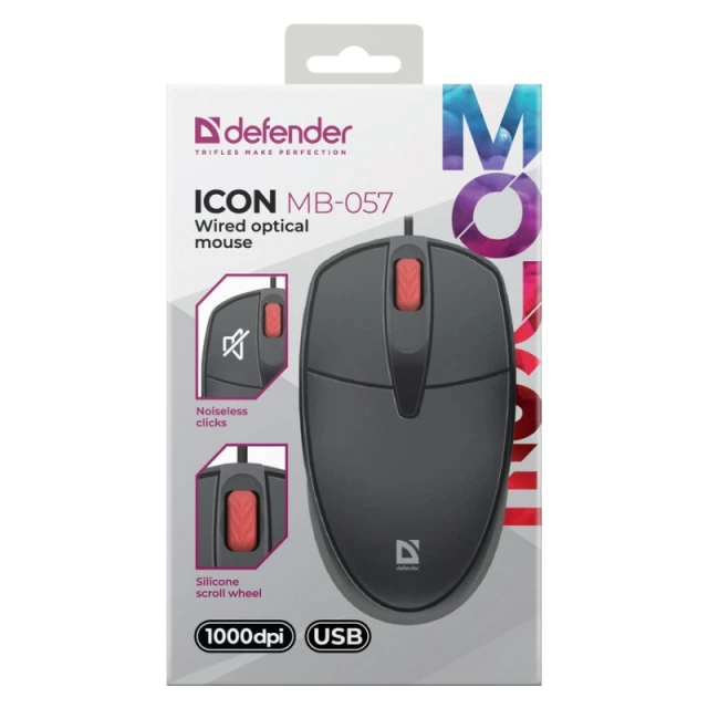Миша Defender Icon MB-057 оптична 1000 DPI Black (4745090823271)