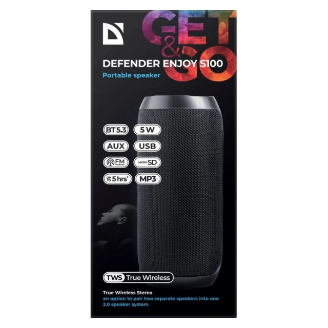 Портативна колонка Defender Enjoy S100 Bluetooth 5 Вт FM Black (4745090823820)