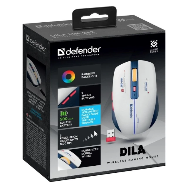 Мышь Defender Dila MM-282 беспроводная аккумуляторная 1800 DPI Black (4745090825435)