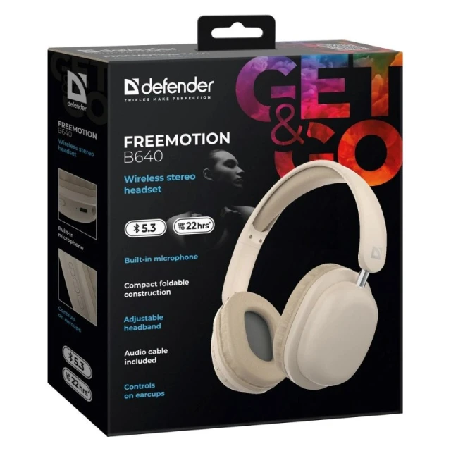 Навушники Defender FreeMotion B640 бездротові Beige (4745090829419)