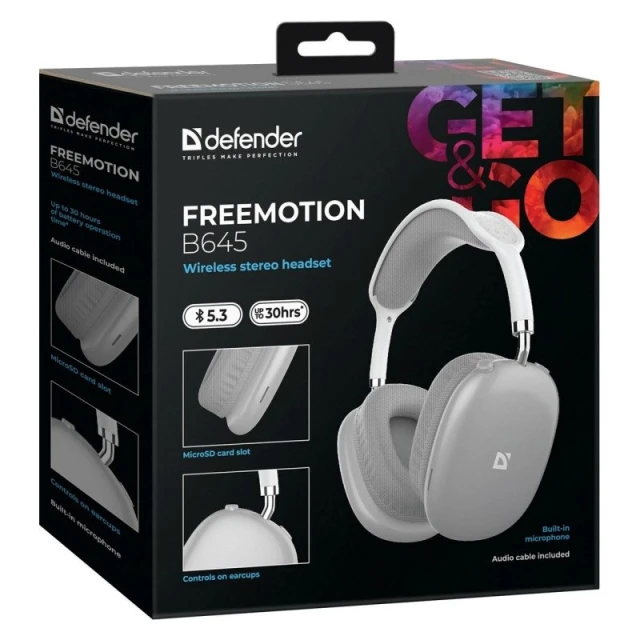 Навушники Defender FreeMotion B645 бездротові Bluetooth Gray (4745090829433)