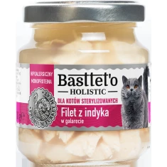 Вологий корм для стерилізованих котів Basttet'o Holistic філе з індички в желе 130 г (4820185494762)