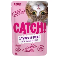 Вологий корм для котів CATCH 3 різних м'яса з морквою в желе 85 г (4820261922134)