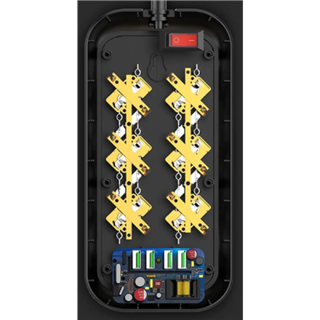 Зарядна станція ColorWay CW-CHE64B 6 розеток 4 USB 2 м Black (4823094917933)