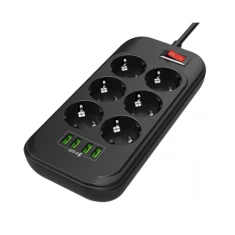 Зарядна станція ColorWay CW-CHE64B 6 розеток 4 USB 2 м Black (4823094917933)