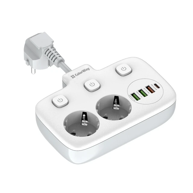 Мережевий зарядний пристрій ColorWay CW-CHE24PDW з портом USB White (4823108616425)