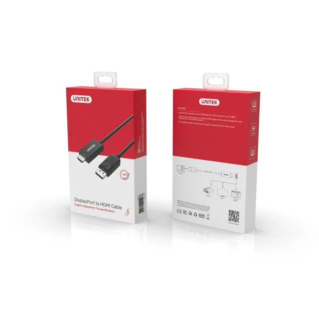 Кабель-адаптер Unitek DisplayPort to HDMI 1.8 м Y-5118CA (4894160010476)