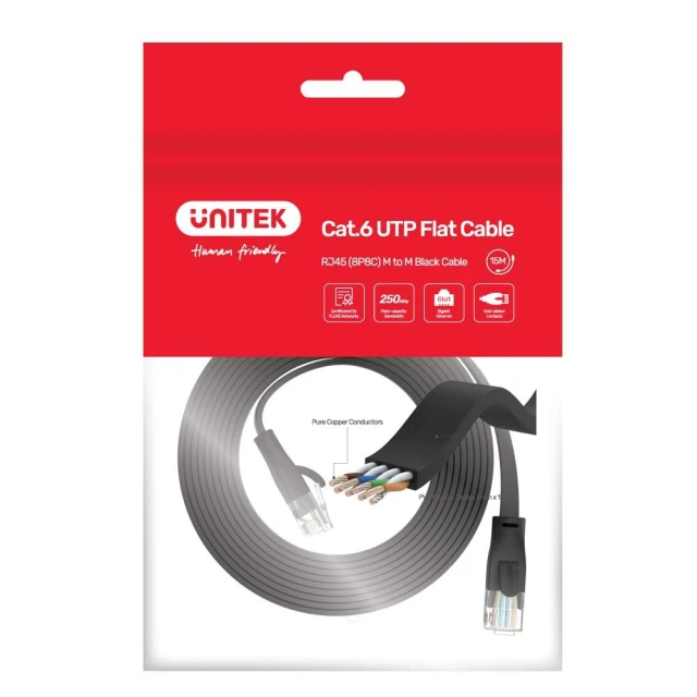 Патч-корд Unitek Ethernet Cat.6 плоский 5 м (4894160043627)
