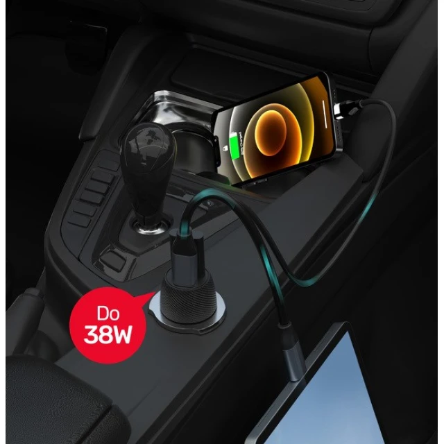 Автомобильное зарядное устройство Unitek P1400A 38 Вт USB-A USB-C QC3.0 (4894160047830)