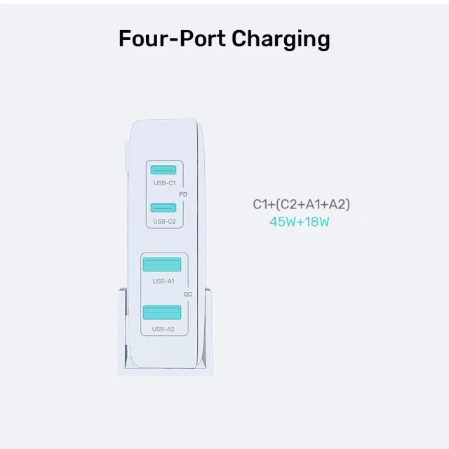 Зарядная станция Unitek GaN 70W 2x USB-A 2x USB-C White (4894160051028)