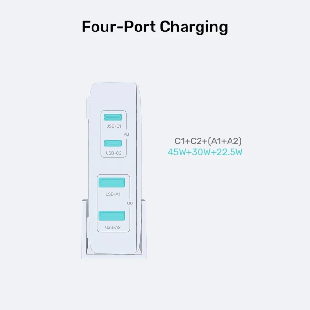 Зарядна станція Unitek P1229ABK01-EU GaN 100 Вт 2x USB-A 2x USB-C Black (4894160051066)