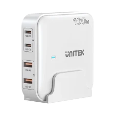 Настільний зарядний пристрій Unitek GaN 100 Вт 2x USB-A 2x USB-C White (4894160051103)
