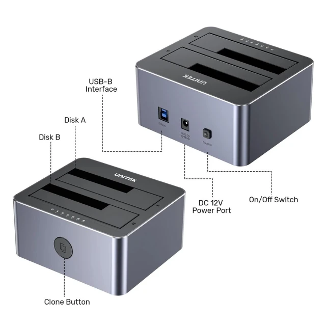 Док-станция для клонирования дисков Unitek 2x SATA 2,5
