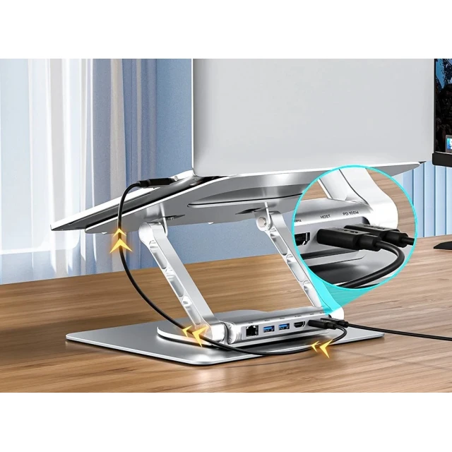 Підставка для ноутбука + Unitek Hub USB-C HDMI 1.4 4K PD 100 Вт (4894160053633)