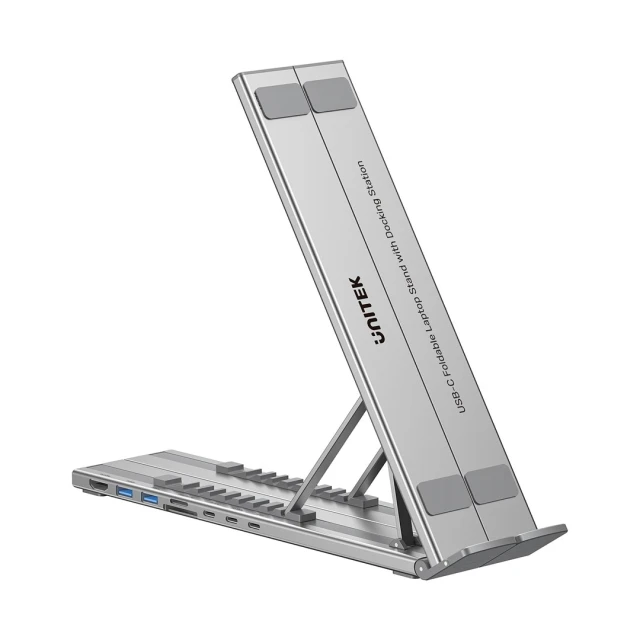 Підставка для ноутбука регульована з хабом Unitek USB-C/A HDMI 2.0 PD 100 W (4894160057938)