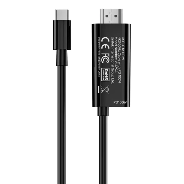 Кабель Unitek USB-C – HDMI 4K 60 Гц с портом PD 100 Вт M/M (4894160059901)