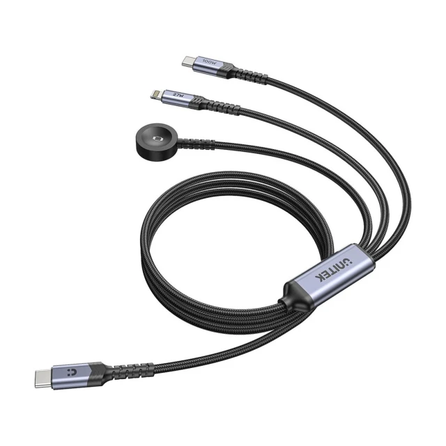 Кабель Unitek USB-C 3 в 1 USB-C + Lightning + Apple Watch PD 100 Вт 480 Мбит/с 1,2 м (4894160060105)