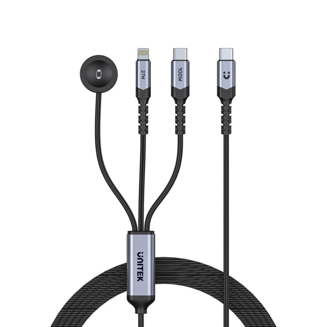 Кабель Unitek USB-C 3 в 1 USB-C + Lightning + Apple Watch PD 100 Вт 480 Мбит/с 1,2 м (4894160060105)