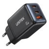Мережевий зарядний пристрій Unitek GaN 65 Вт 2x USB-C USB-A PD Black (4894160060310)