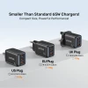 Мережевий зарядний пристрій Unitek GaN 65 Вт 2x USB-C USB-A PD Black (4894160060310)
