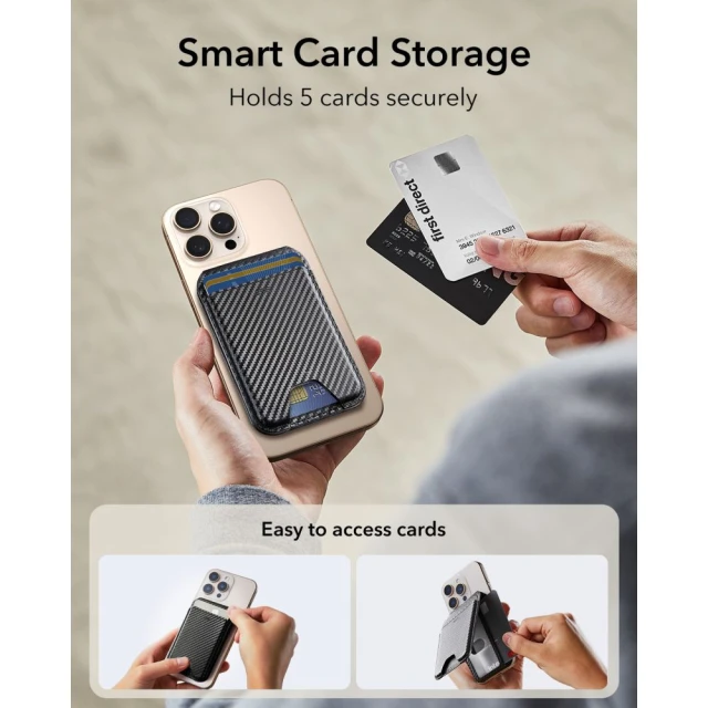 Гаманець ESR Classic RFID Magnetic Wallet Stand Carbon Fiber Black (4894240217160)
