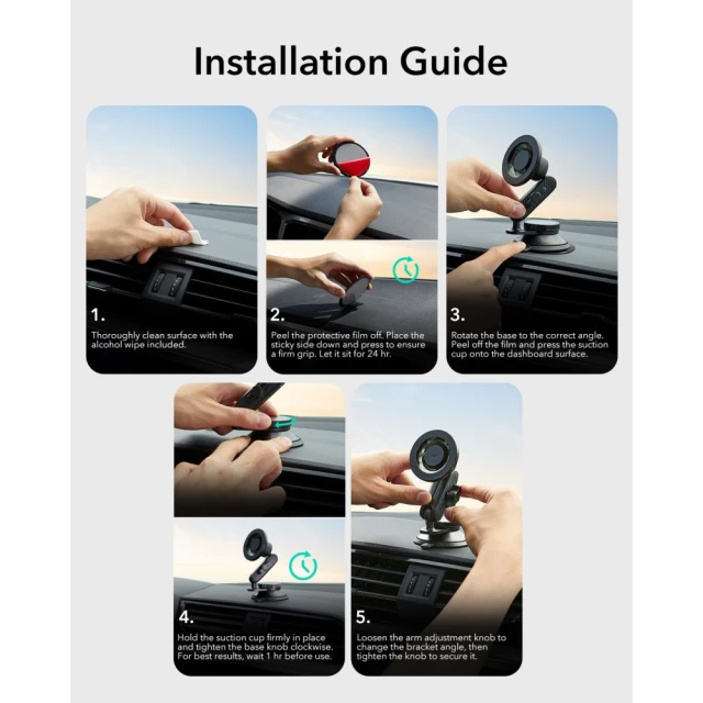 Автодержатель ESR Omnilock Magnetic приборная панель чёрный with MagSafe (4894240267394)