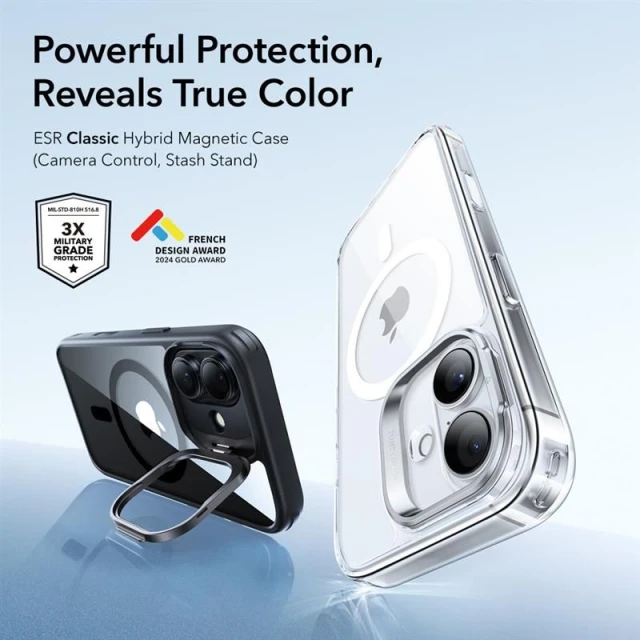 Чохол ESR Classic Hybrid Kickstand для iPhone 17 Clear Black with MagSafe (4894240283080)