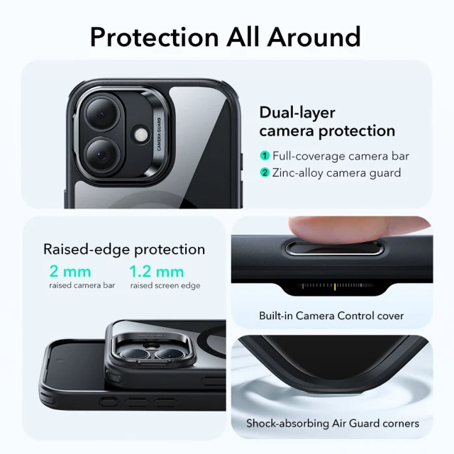 Чохол ESR Classic Hybrid Kickstand для iPhone 17 Clear Black with MagSafe (4894240283080)