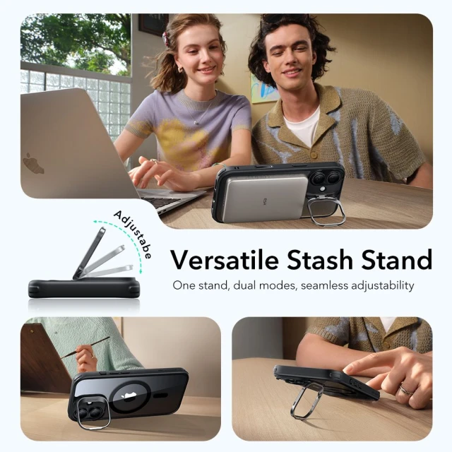Чохол ESR Classic Hybrid Kickstand для iPhone 17 Clear Black with MagSafe (4894240283080)