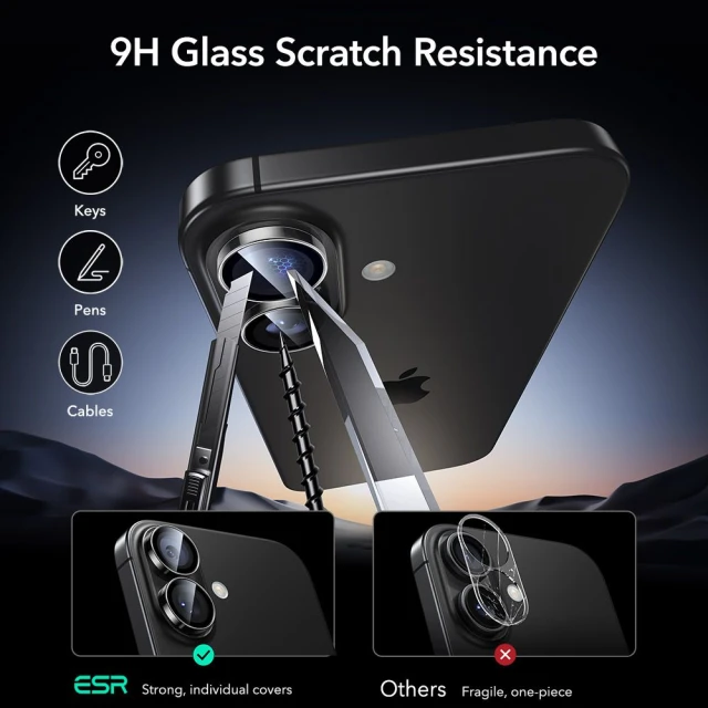 Захисне скло ESR для камери iPhone 17 | 16 Plus | 16 Armorite Clear (4894240287163)