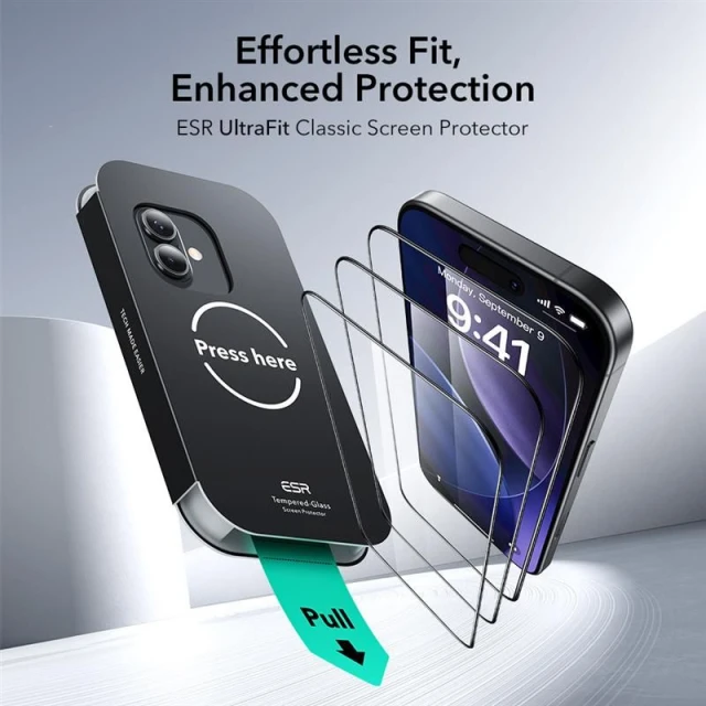Захисне скло ESR Ultrafit для iPhone 17 | 16 Pro Clear (2 pack) (4894240287705)