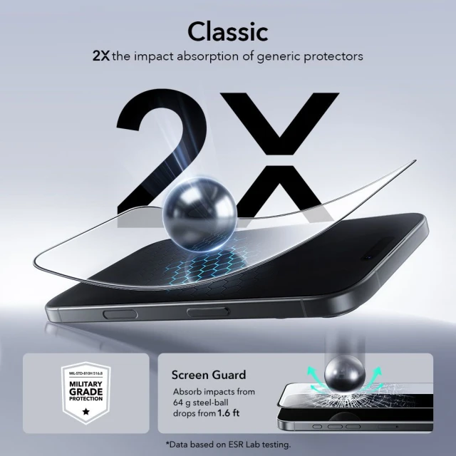 Захисне скло ESR Ultrafit для iPhone 17 | 16 Pro Clear (2 pack) (4894240287705)