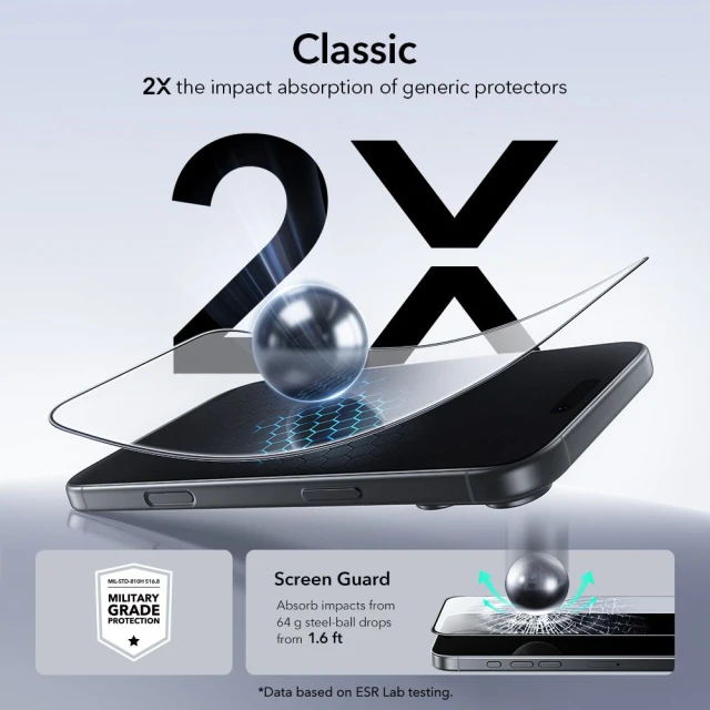 Захисне скло ESR Ultrafit для iPhone 17 Pro Max Clear (2 pack) (4894240287729)