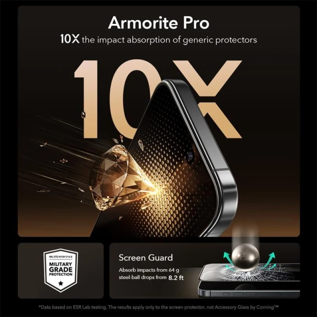 Захисне скло ESR Ultrafit Armorite Pro для iPhone 17 | 16 Pro Clear (4894240287880)