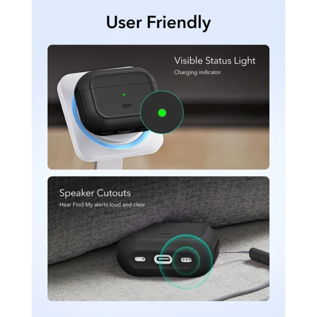 Чохол для навушників ESR Orbit Halolock для AirPods Pro 3 Black with MagSafe (4894240289105)
