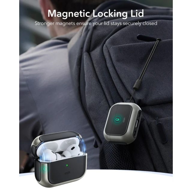 Чохол для навушників ESR Orbit Halolock для AirPods Pro 3 Titanium with MagSafe (4894240289129)