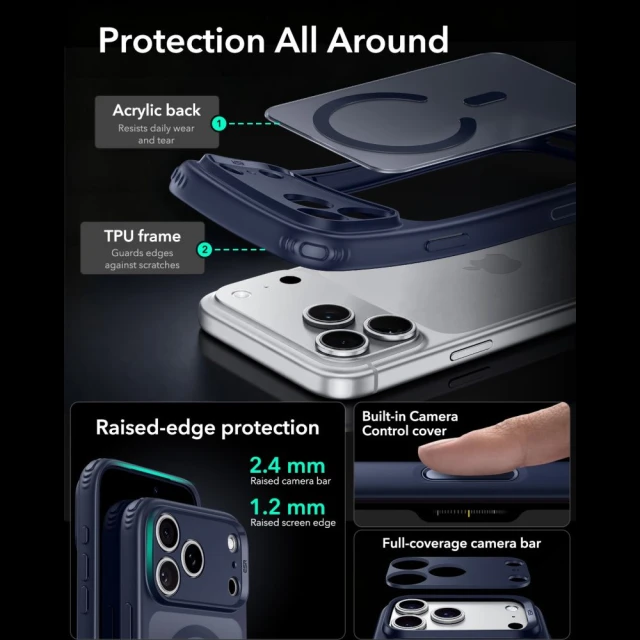 Чохол ESR Classic Hybrid для iPhone 18 Pro | 17 Pro Blue with MagSafe (4894240303115)