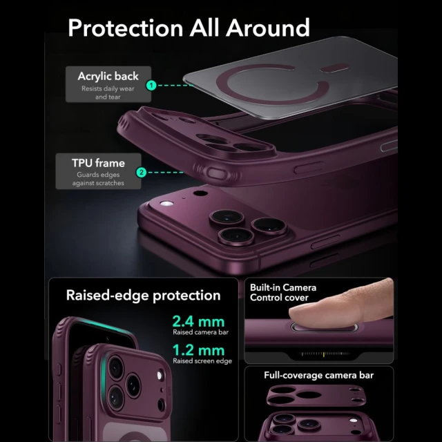 Чохол ESR Classic Hybrid для iPhone 18 Pro Max | 17 Pro Max Burgundy (4894240303320)