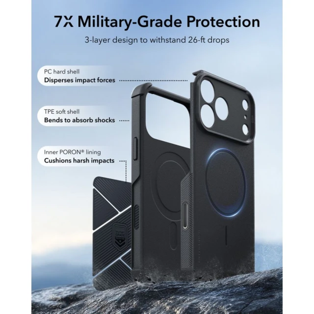 Чохол ESR Cyber Tough для iPhone 18 Pro | 17 Pro Black (4894240303597)