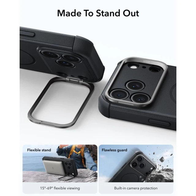 Чохол ESR Cyber Tough Kickstand для iPhone 18 Pro | 17 Pro Black (4894240303825)