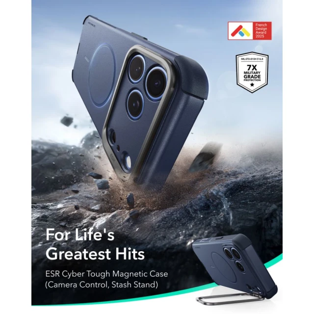 Чехол ESR Cyber Tough Kickstand для iPhone 18 Pro | 17 Pro Blue (4894240303849)