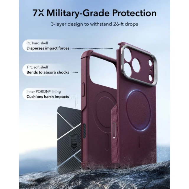 Чохол ESR Cyber Tough Kickstand для iPhone 18 Pro | 17 Pro Red (4894240303924)