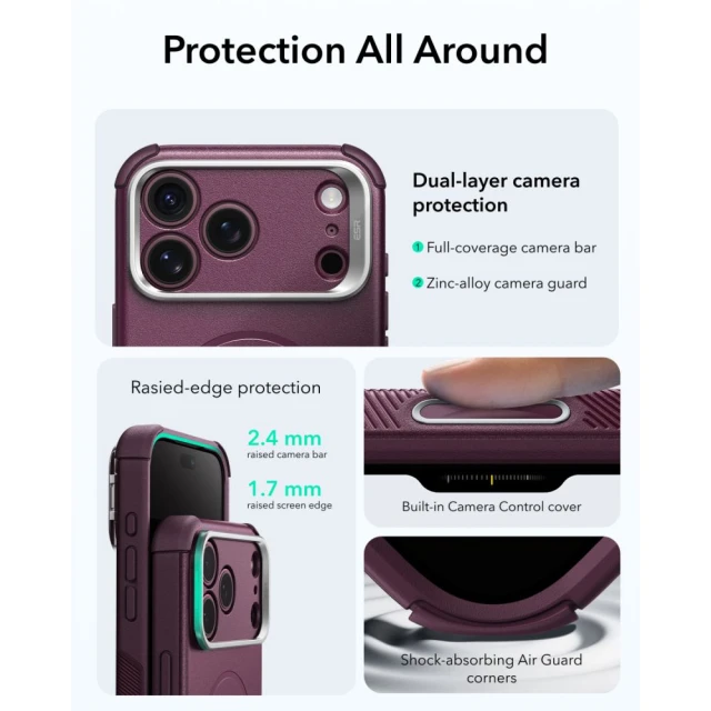 Чохол ESR Cyber Tough Kickstand для iPhone 18 Pro | 17 Pro Red (4894240303924)
