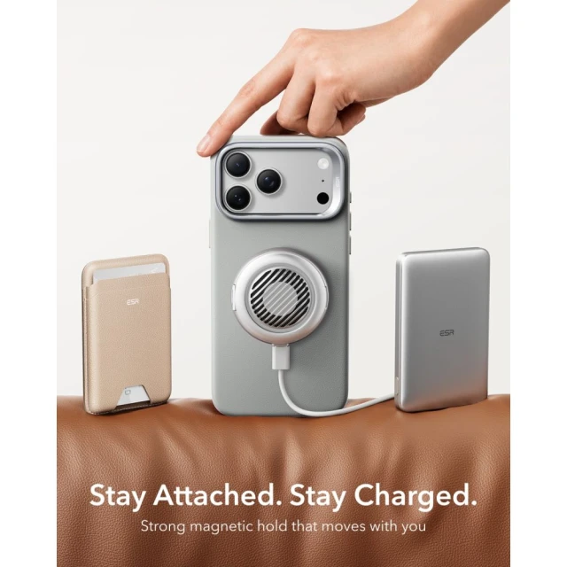 Чохол ESR Leather Kickstand для iPhone 18 Pro | 17 Pro Grey with MagSafe (4894240303931)